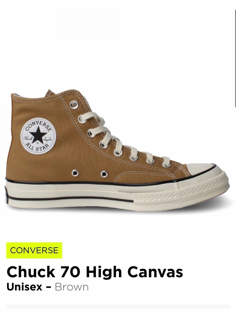 Converse Chuck 70 High Top Canvas Sneaker - Brown/Tan